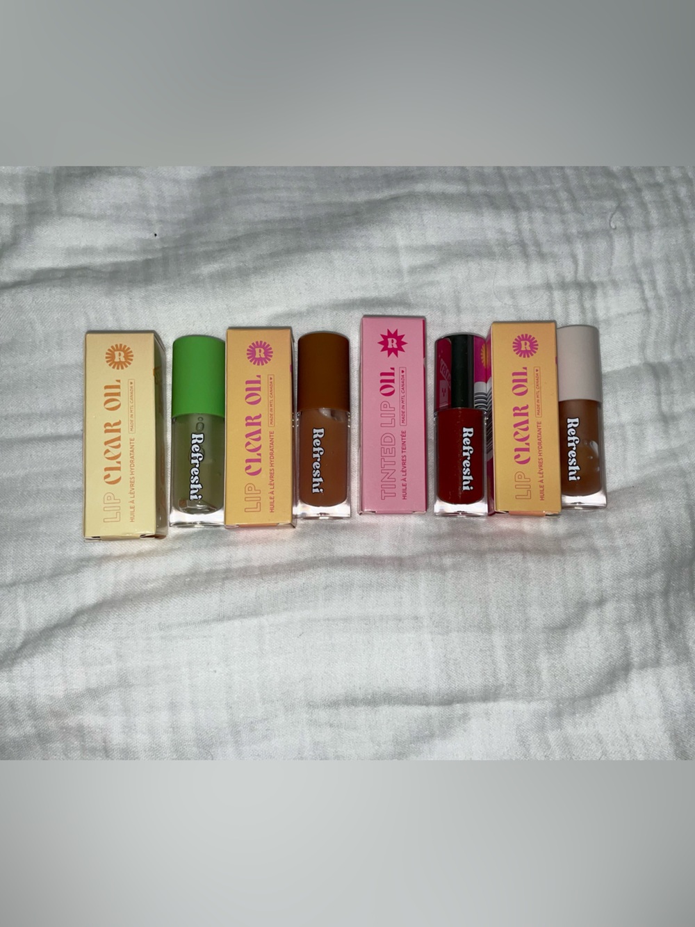 Refresh Lip Oil Set — Green Apple, Salted Caramel, Nice List, Cinnamon Bun